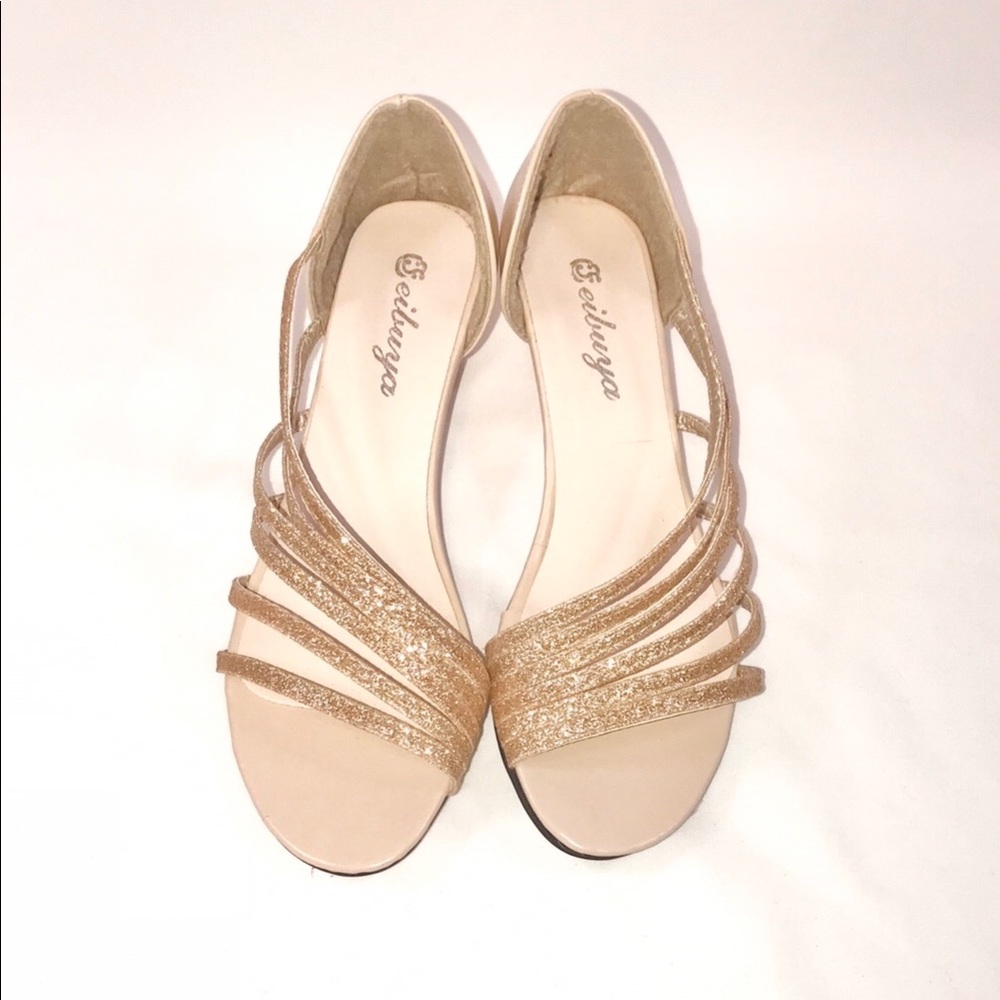 Feibuya Sparkly Gold Size (6) Dress Shoes